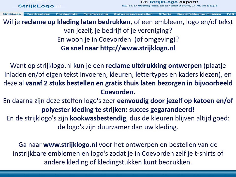 Reclame kleding bedrukken Coevorden