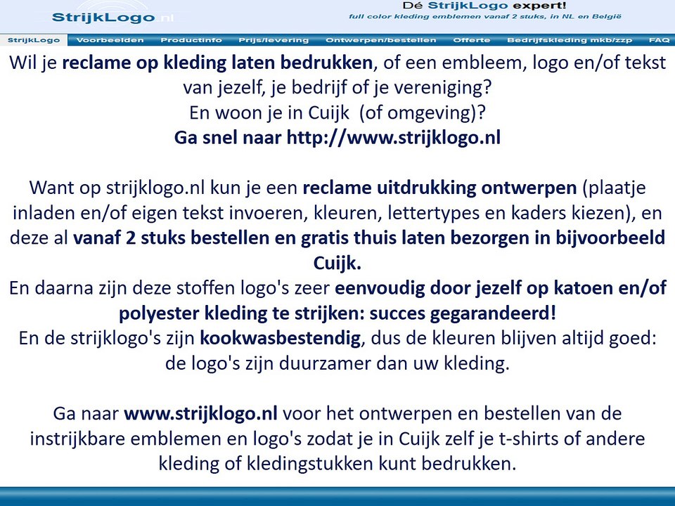 Reclame kleding bedrukken Cuijk
