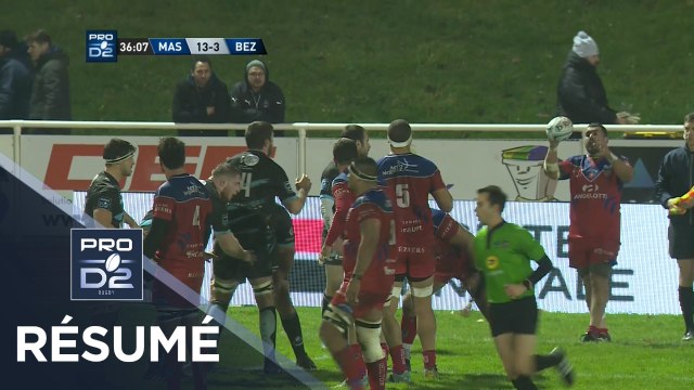 PRO D2 - Résumé Massy-Béziers: 19-27 - J14 - Saison 2017/2018