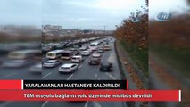 TEM bağlantı yolunda midibüs devrildi