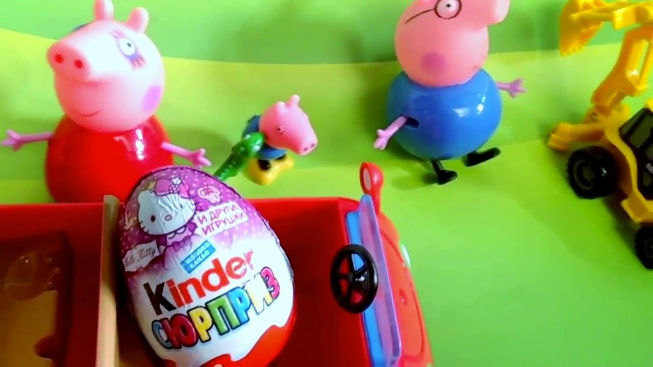 New fun video for kids. Funny toy kids video with yellow excavator and truck. Stop motion animation.