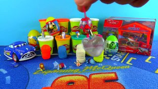PlayDoh Surprise eggs! Disney Pixar Cars 2 toy and Planes Dusty toy review Dora the explorer
