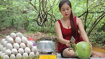 Yummy Baby Egg _ Beautiful Girl Steam Baby Eggs with Coconut Recipe - _ VILLAGE FOOD FACTORY