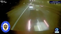 Dramatic footage shows moment lorry crashes into cars on UK highway
