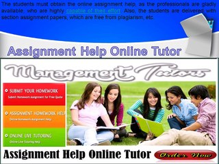 Student Homework Help Provider by Management Tutors