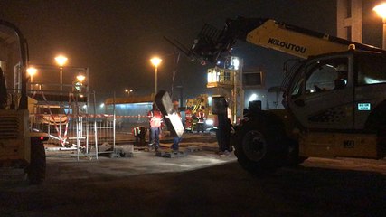 Travaux de la gare de Lisieux, la nuit les quais ont une vie très active