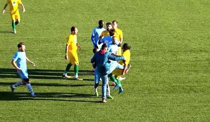 Bir anda sahaya daldı, tekme ile sporcuyu yere indirdi