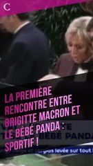 La première rencontre entre Brigitte Macron et le bébé panda : sportif !