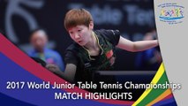 2017 World Junior Championships Highlights: Sun Yingsha vs Wang Manyu (Final)