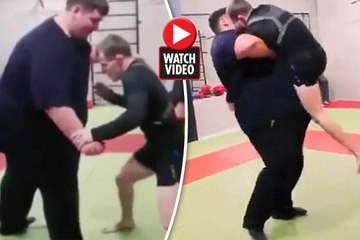 MMA fighter takes on man 300lbs heavier – gets battered