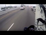 Car drives through traffic cones nearly hitting motorcyclist | Motorbike Monday