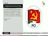 Partido italiano condena golpe electoral en Honduras