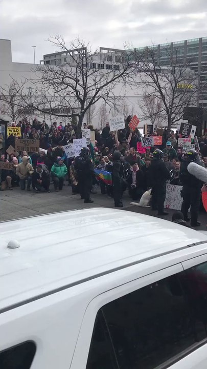 Riot Police Hold Protesters Back During Monument Protest in Salt Lake City
