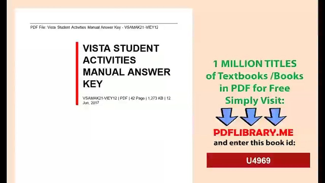 Vista Student Activities Manual Answer Key