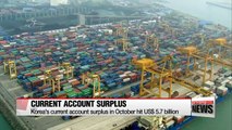 Korea's current account surplus hit US$ 5.72 bil. in October