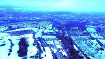 Drohne 4K havadan çekim kışın karda kuş bakışı çekim Almanya Göppingen drone test