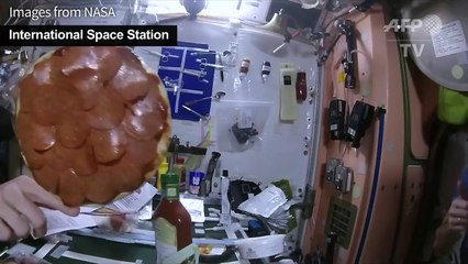 Astronauts throw pizza party in space