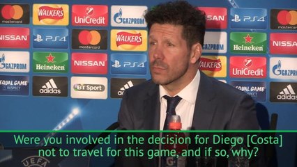 It was 'best' that Costa didn't travel to Chelsea - Simeone