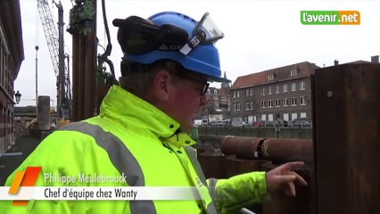 Des palplanches provisoires le long du quai Saint-Brice