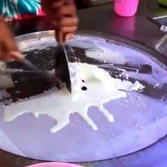 Making colorful ice cream rolls. Just watch!