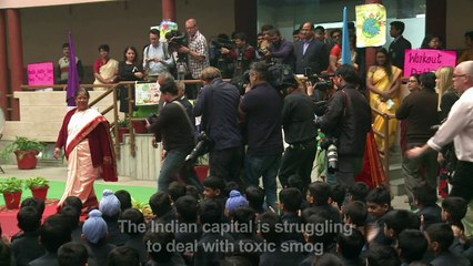 London mayor talks air pollution with Delhi school children