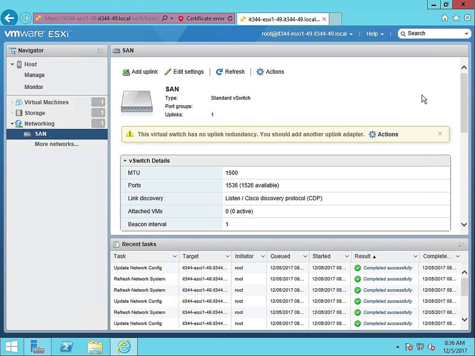 Setup ESXi vSwitch