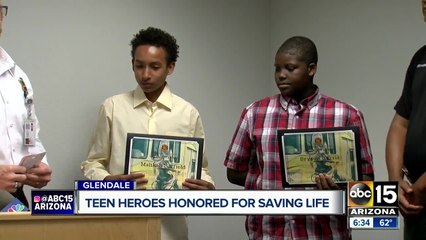 Teen heroes honored for saving life