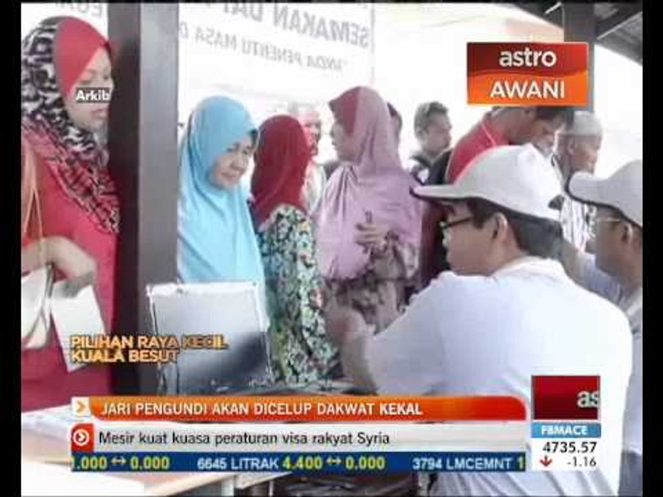Jari pengundi akan dicelup dakwat kekal
