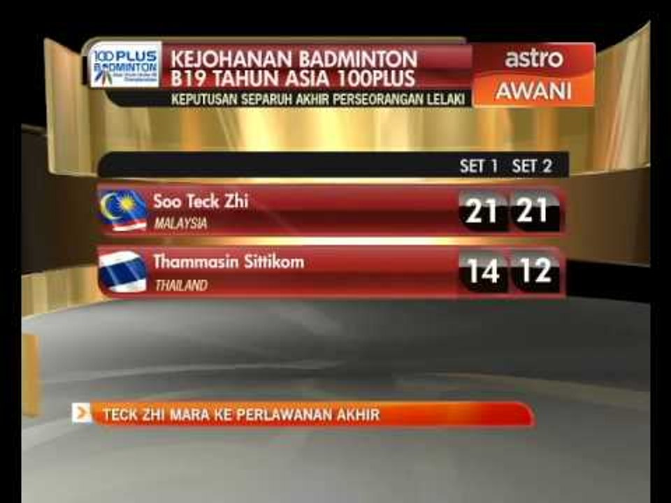 Soo Teck Zhi ke perlawanan akhir B19 Asia