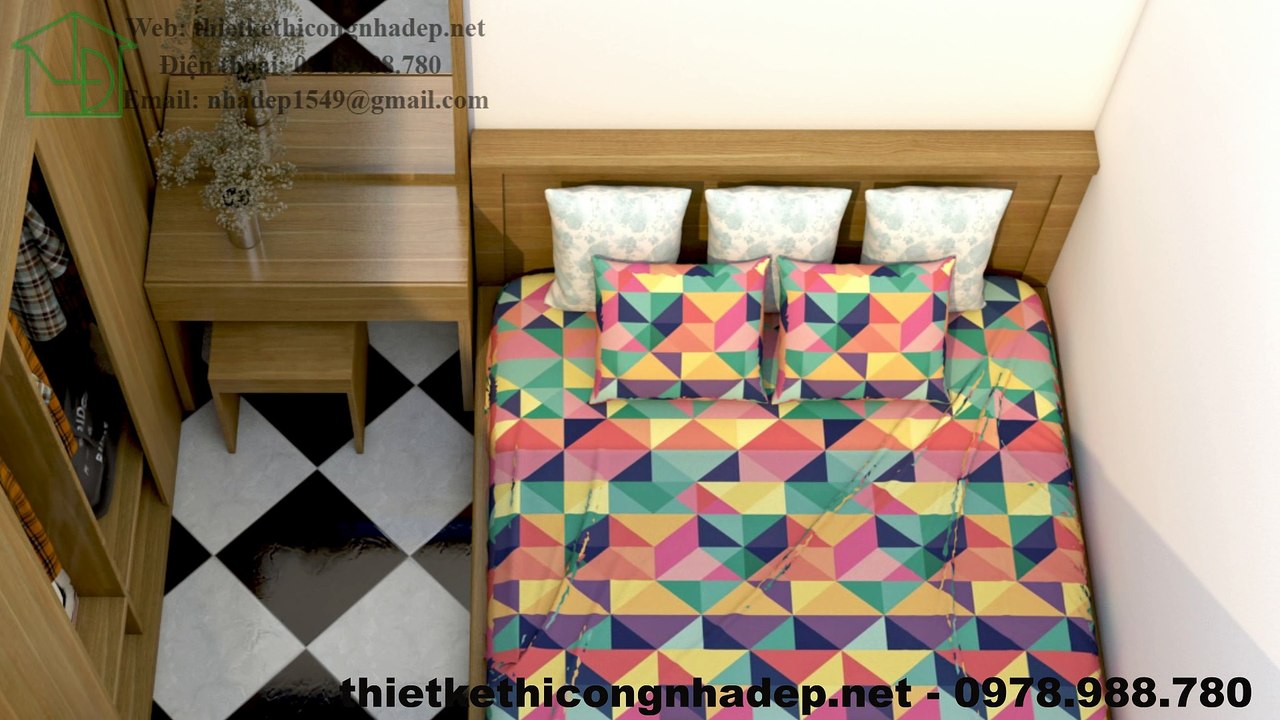 Thiết kế nội thất nhà tập thể, nhà tập thể có gác lửng YTND30