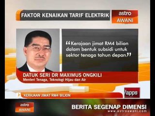 Tarif elektrik naik 4.99 sen  mulai 1 Januari