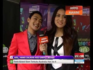 Aril, Hanis Zalikha, hos karpet merah anugerah MeleTOP
