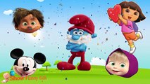 P2 Wrong Heads Smurf Mickey Mouse Masha Dinosaur Funny Face Swap, Finger Family Song, Nursery Rhymes