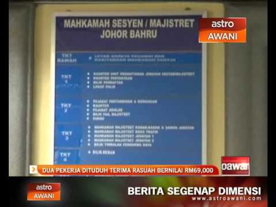 Dua pekerja dituduh terima rasuah bernilai RM69,000