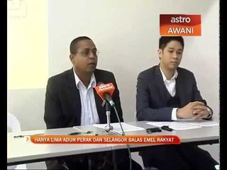 Hanya lima ADUN Perak dan Selangor balas emel rakyat