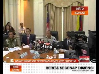 Jenazah mangsa dari Johor dibawa pulang guna helikopter