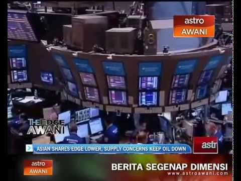 Asian shares edge lower, supply concerns keep oil down