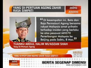 Yang di-Pertuan Agong zahir rasa simpati