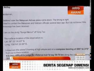 Pekerja pelantar minyak dakwa lihat pesawat terbakar