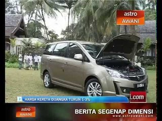Harga kereta dijangka turun 1-3%