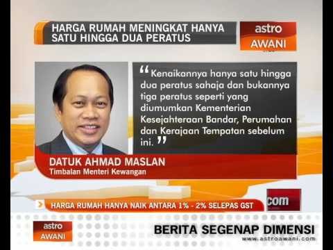 Harga rumah hanya naik antara 1%-2% selepas GST