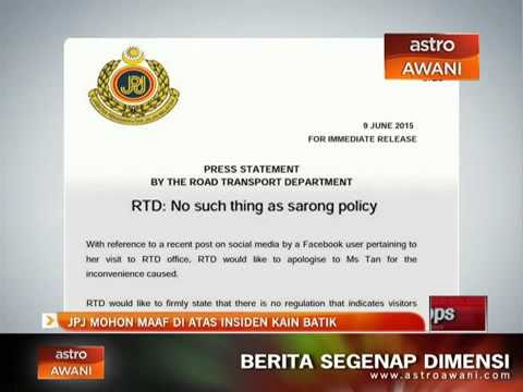 JPJ mohon maaf di atas insiden kain batik