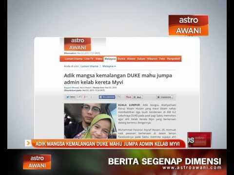 Adik mangsa kemalangan DUKE mahu jumpa Admin kelab Myvi
