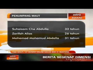 Tiga maut, 10 parah bas terbalik di Jalan Bentong-Raub