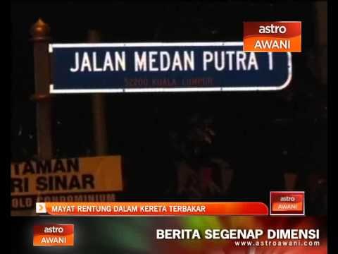 Mayat rentung dalam kereta terbakar