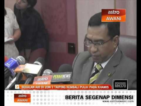 Bekalan air di zon 1 Taiping kembali pulih pada Khamis