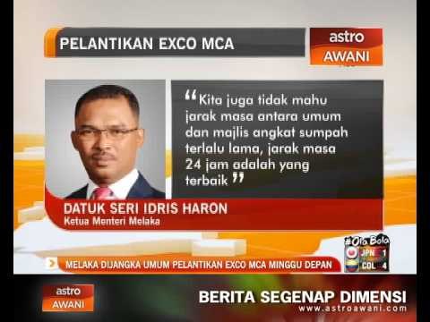 Melaka dijangka umum pelantikan EXCO MCA minggu depan