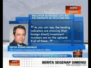 Malaysia achieved 22% net FDI growth in 2013 - UNCTAD