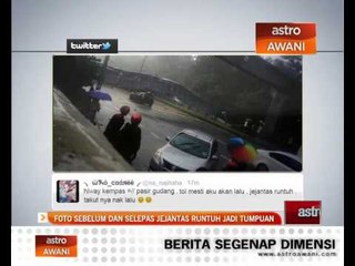 Foto sebelum dan selepas jejantas runtuh jadi tumpuan