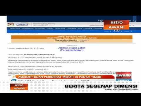 Amaran hujan peringkat merah di pantai timur